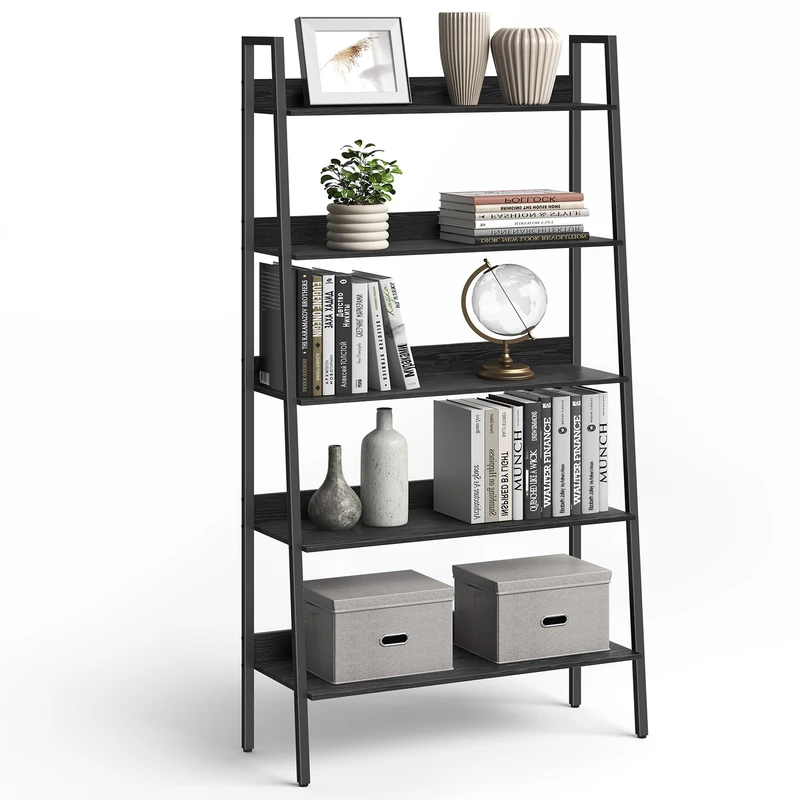 VASAGLE Bookshelf, 5-Tier Narrow Bookcase, Ladder Shelf
