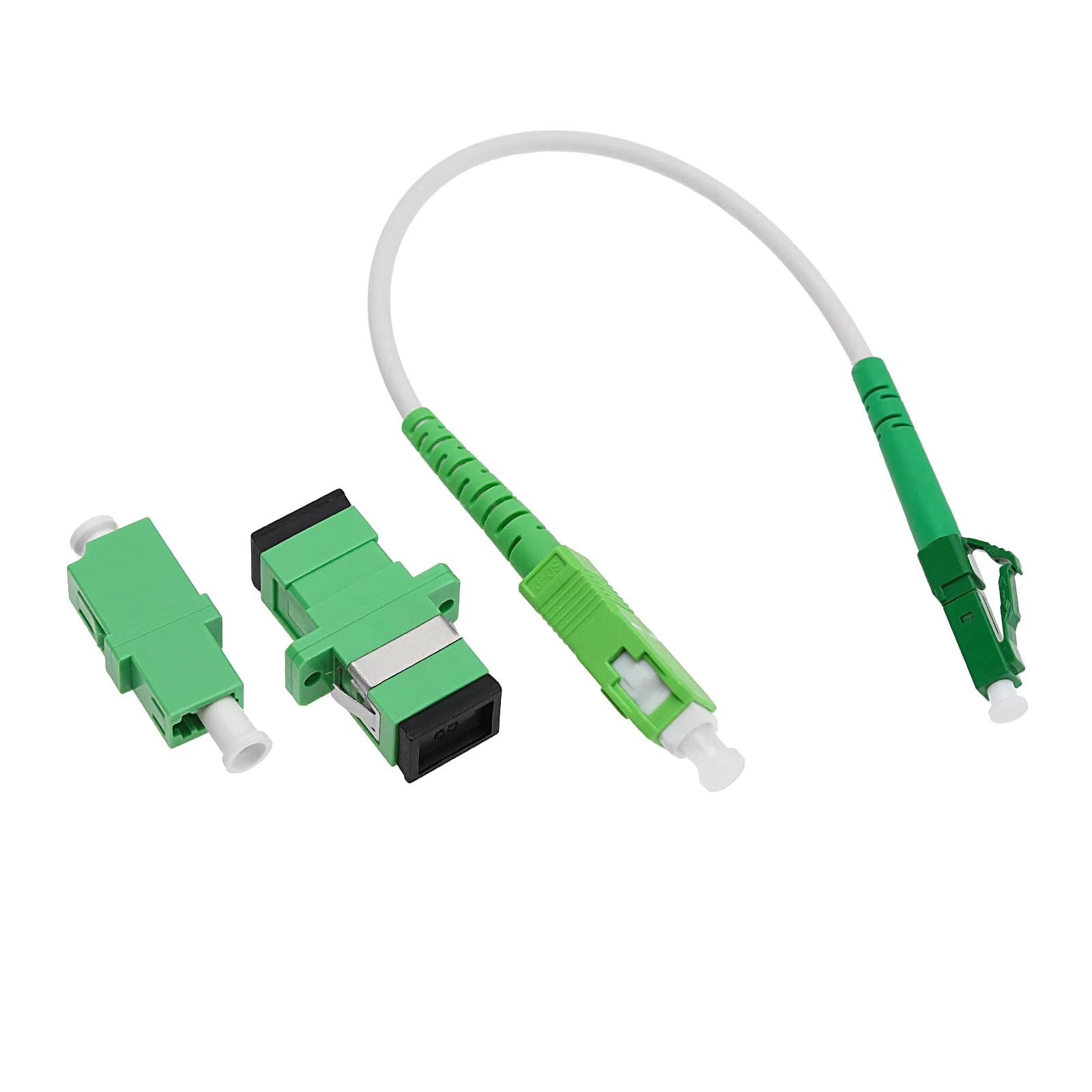 VGOL LC/APC-SC/APC Fiber Optic Patch Cable - Singlemode Simplex Jumper with Adapters and Couplers, 20CM