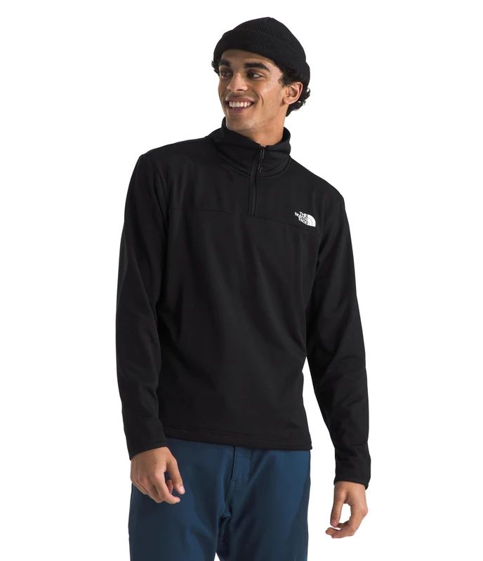 The North Face Men’s Cedar Trail Grid 1/4 Zip Fleece Jacket - Lightweight, Breathable, Stretch Midlayer - Recycled Materials - BLACK, L
