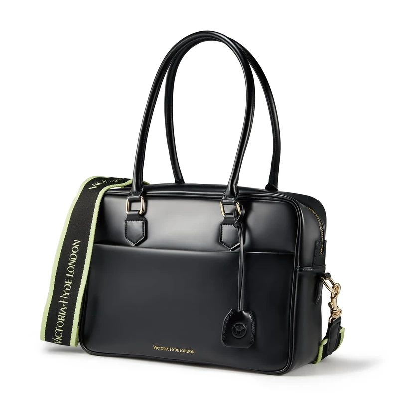 VICTORIA HYDE Women Business Satchel Handbags, Leather Tote Bag, Weekender Travel Bag, Black