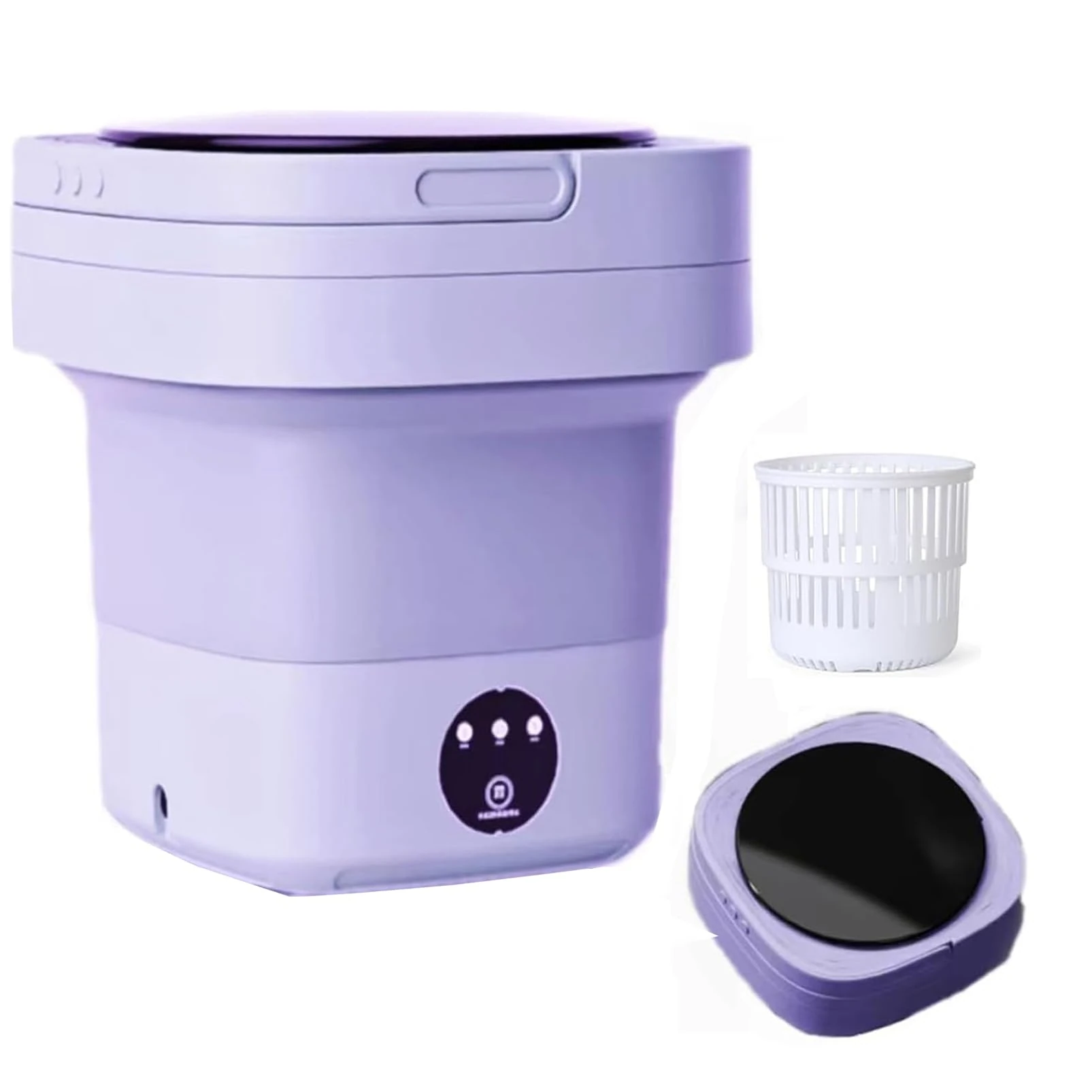 Mini Portable Washing Machine, 8L Folding Washer with Disinfection Function,Spin Dryer and Drain Pump for Apartment/Dorm/RV/Travel/Camping Use (Purple)