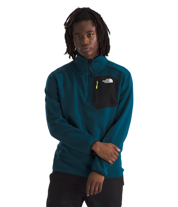 The North Face Men's Crest 1/4 Zip Sweatshirt, Midnight Petrol/Tnf Bla, M - Image 1