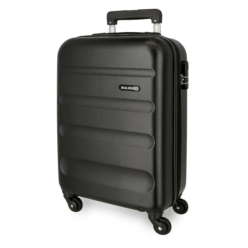 Roll Road Flex Hard Shell Suitcase Made of ABS Material, Side Combination Lock, 4 Double Wheels, Hand Luggage, Practical Interior with One Compartment, Black, 35 cm x 55 20 cm, 33 liters, air Europe - Image 1