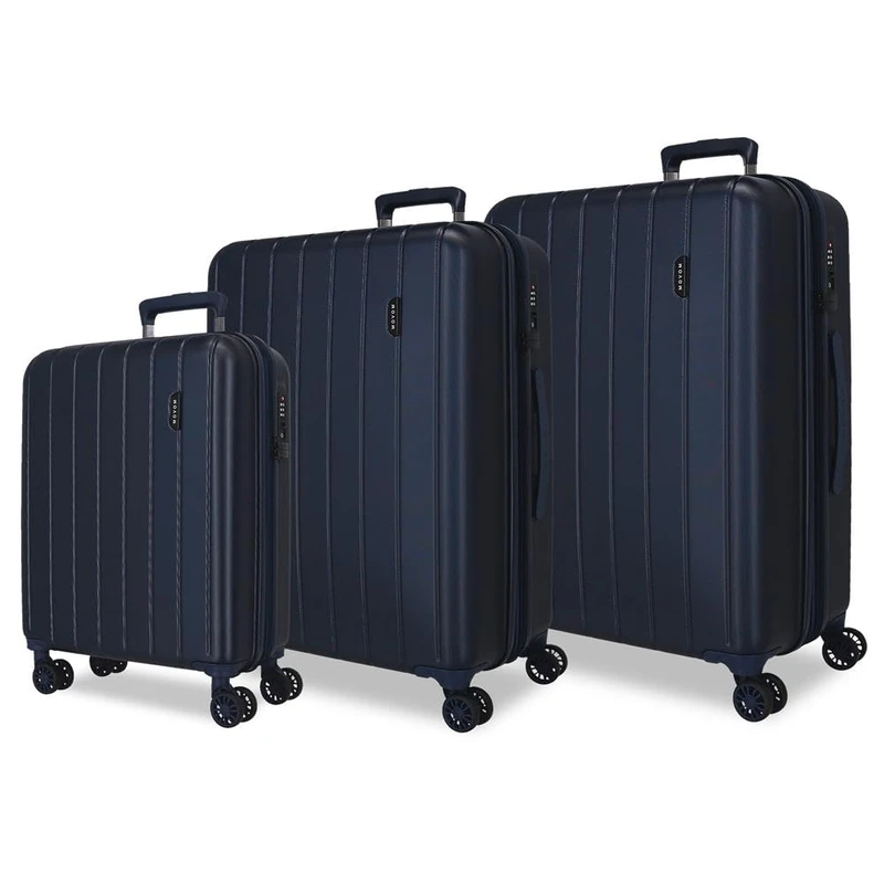 MOVOM Wood, Cabin Suitcase, carry-on luggage, interior with two compartments, Made of lightweight and resistant ABS material, 4 swivel wheelsSide Combination Lock, De Joumma Bags
