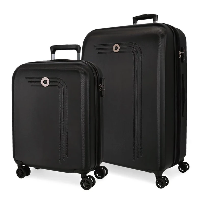 MOVOM Riga Suitcase Set, One Size, Black, Standard Size, Suitcase Set