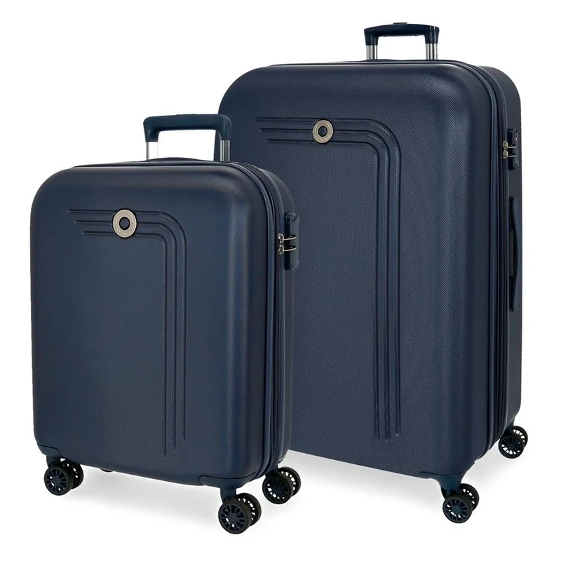 MOVOM Riga Suitcase Set Blue 55/70 cm Rigid ABS TSA Closure 109L 6.3 kg 4 Wheels Double Luggage Hand Luggage, Blue, One Size, Suitcase Set