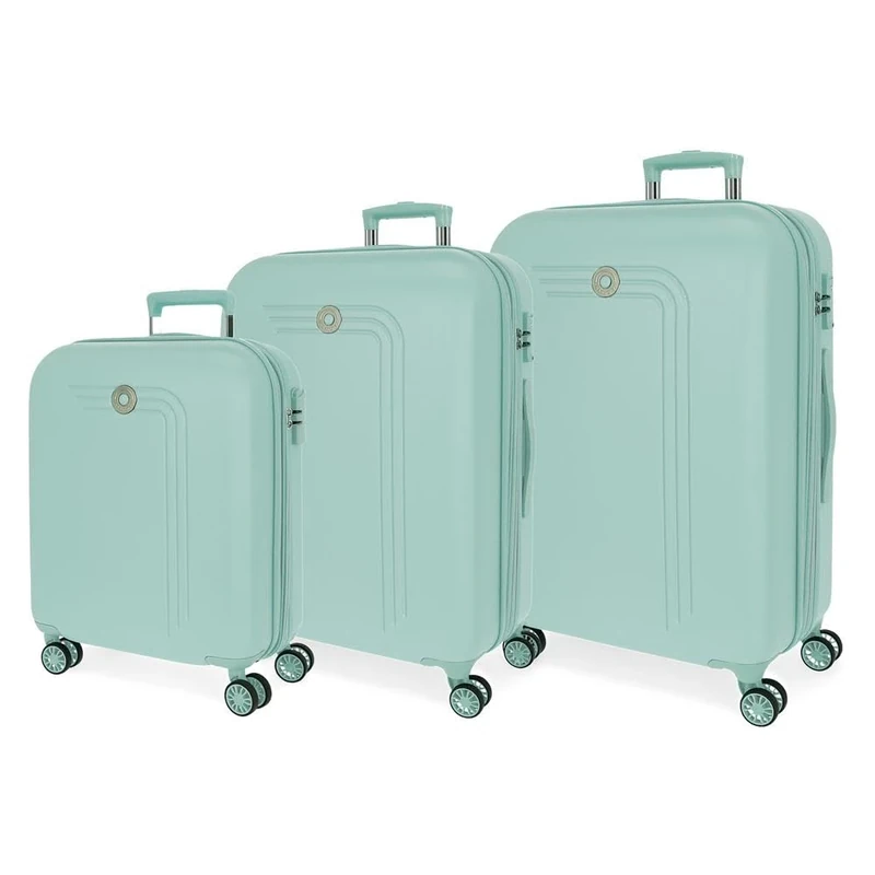 MOVOM Riga Suitcase Set Blue 55/70/80 cm Rigid ABS Closure TSA 217L 10.9 kg 4 Wheels Double Luggage Hand Luggage, Blue, One Size, Suitcase Set