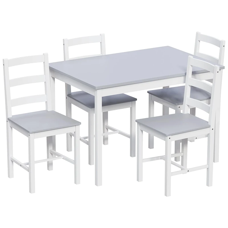 Vida Designs Yorkshire Dining Table and Chairs Set Kitchen Home Furniture (White & Grey, 4 Seater)