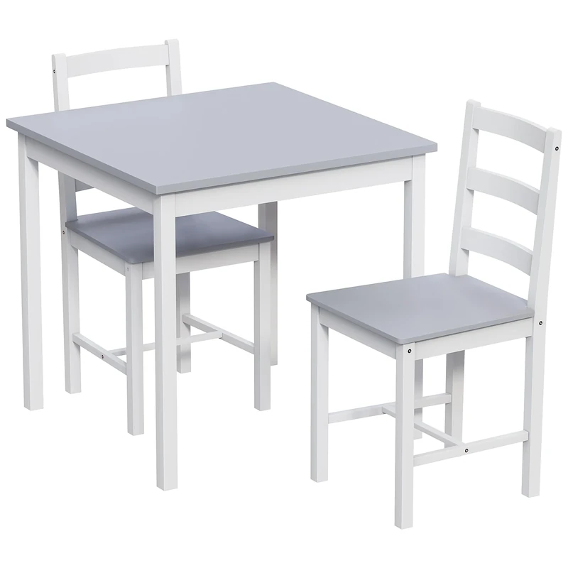 Vida Designs Yorkshire Dining Table and Chairs Set Kitchen Home Furniture (White & Grey, 2 Seater)