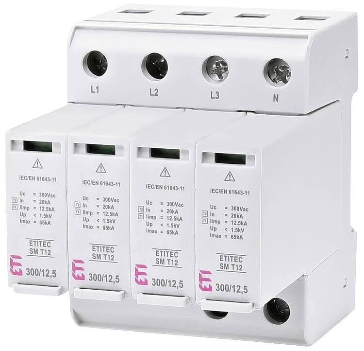 Eti ETITEC SM T12 300/12.5 4+0 Combination Surge Arrester - Image 1