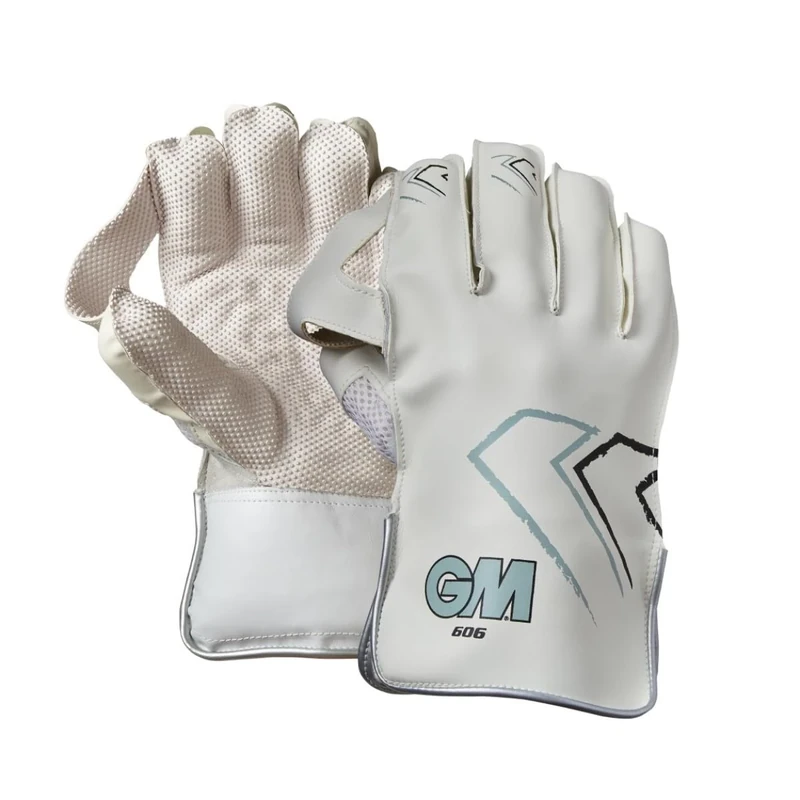 Gunn & Moore GM Cricket Wicket Keeping Keeper Gloves | 606 | PU Faux Leather Back of Hand | PU Lining & Pimple Rubber Palm | Youths | 1 Pair