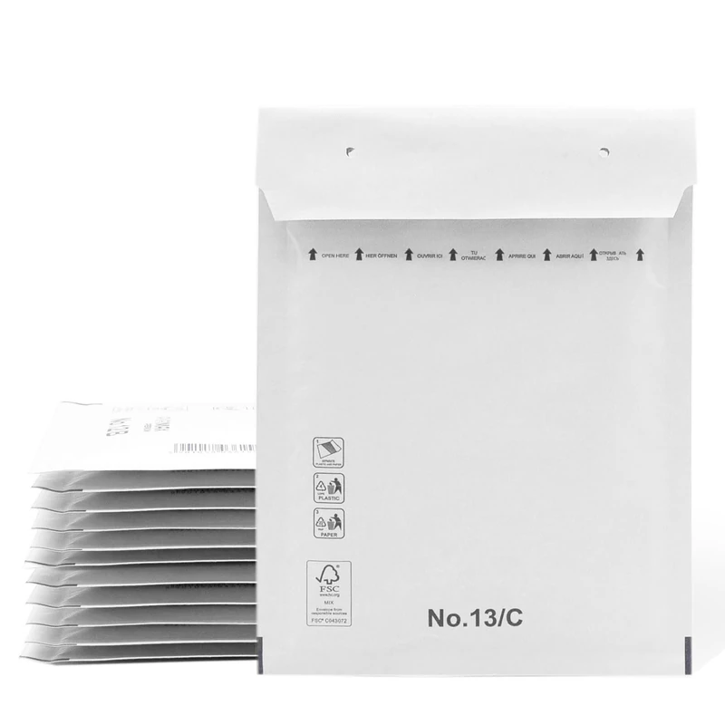 Padded Envelopes, Bubble Envelopes, Bubble Mailers with Self-Seal Seal, Clothing Shipping Bags, Padded Envelopes White - SIDI (180x260mm, 100 pcs)