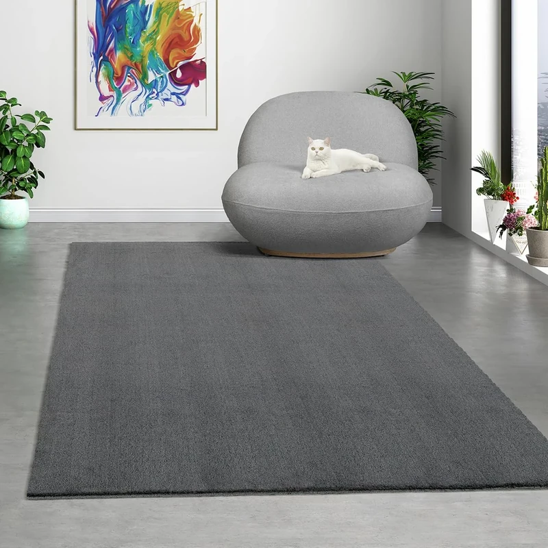 Mias Teppiche Comfort Modern Fluffy Short-Pile Carpet, Anti-Slip Backing, Washable up to 30 Degrees, Super Soft, Faux Fur Look, 160 x 220 cm