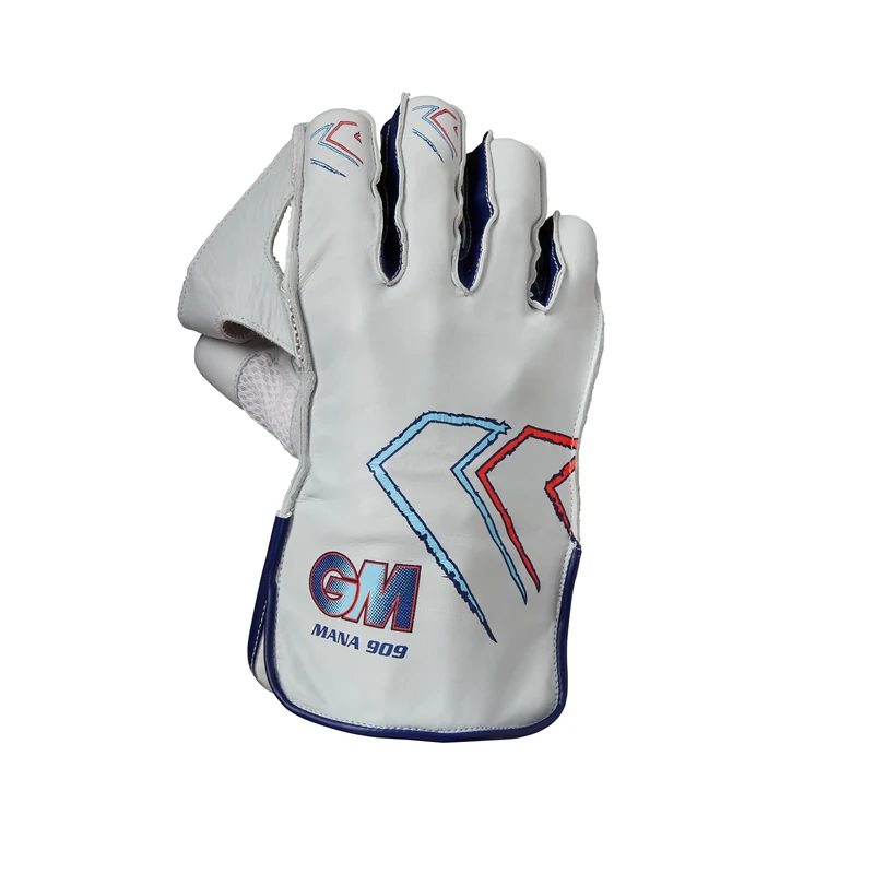 Gunn & Moore GM | Cricket Wicket Keeping Keeper Gloves | Mana 909 | Aniline Leather Back of Hand | PU Lining & Calf Leather Palm | Large Adult | 1 Pair