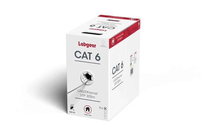 Labgear Cat 6 Ethernet Cable 305m, 100% Pure Copper, Interior Internet Cable, 23AWG UTP 305m, High Speed LAN Ethernet Network Cable, Frequency 250MHz & 500MHz, 4 Twisted Pairs