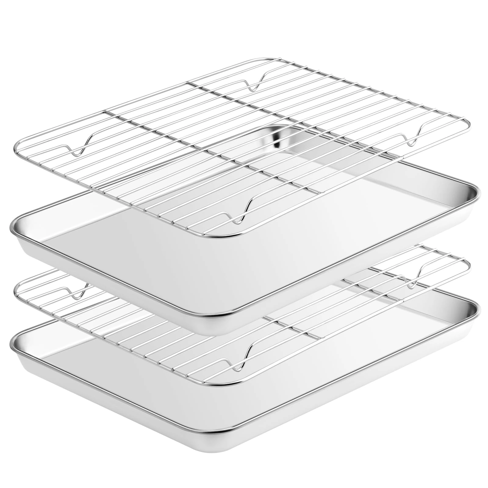 Fire More Baking Sheet with Wire Rack, Stainless Steel Cookie Sheet Pan Set, Non Stick Baking Pans with Cooling Rack for Oven Cooking, Size 31.5 x 24.5 x 2.5 cm
