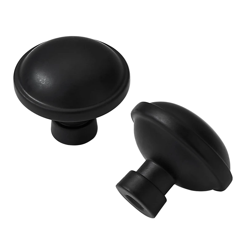khtumeware 10 Pack Large Matte Black Cabinet Knobs, 1-3/4 inch (44 mm) Diameter, Heavy Duty Zinc, Contemporary Style, Kitchen Drawer Pulls & Door Dresser Drawer Handles