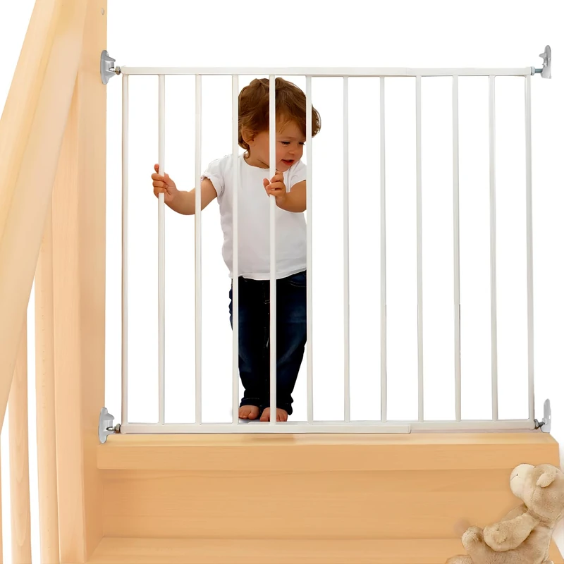 Avilia White Metal Gate - Adjustable 78-80 cm for Kids and Dogs