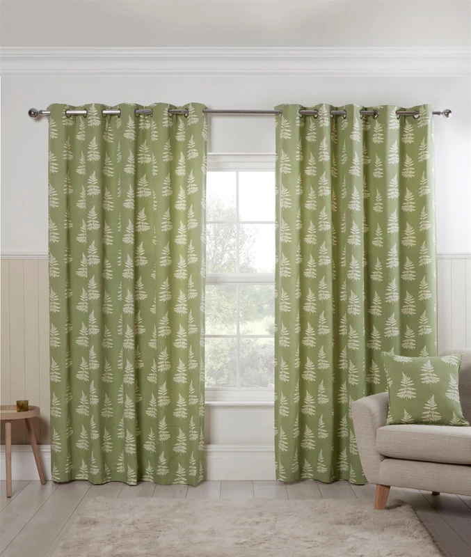 Sundour Esher Light Filtering Curtains Green 66x90