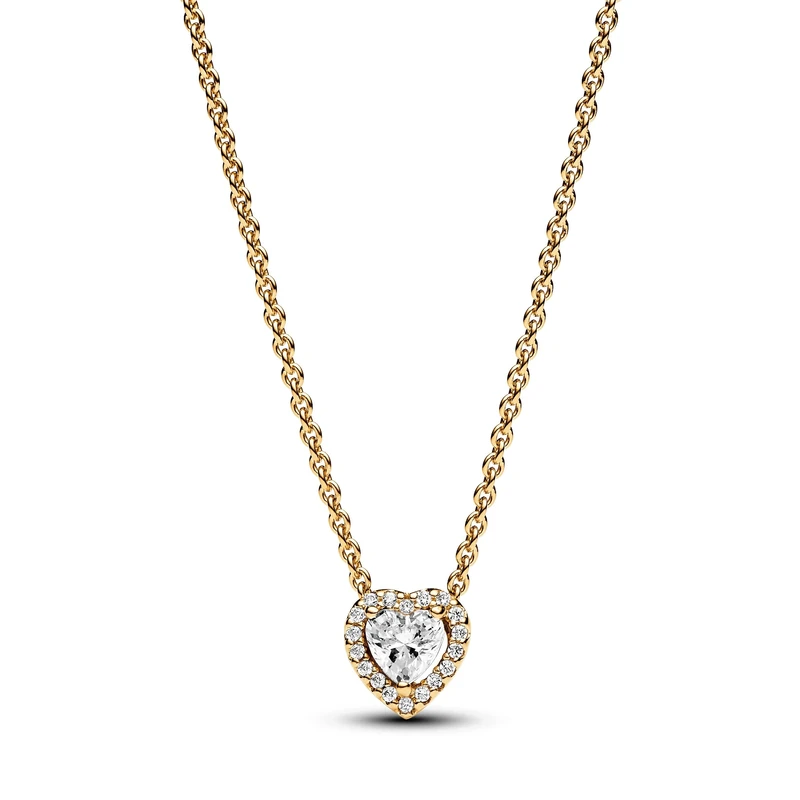 Pandora Timeless Heart 14k gold-plated collier with clear cubic zirconia