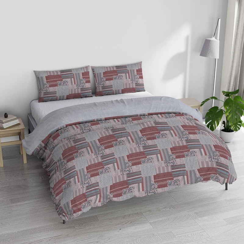 Italian Bed Linen Athena Duvet Cover Set, 100% Cotton, LUCY Red, Double