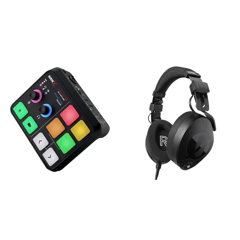 RØDE Streamer X Professional Integrated Audio Interface and 4K Video Capture Card with XLR + RØDE NTH-100 Professional Over-ear Headphones For Content Creation