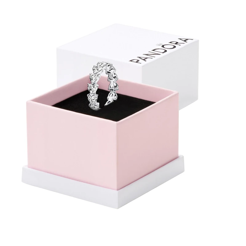 Pandora Timeless Hearts sterling silver ring with clear cubic zirconia, 60