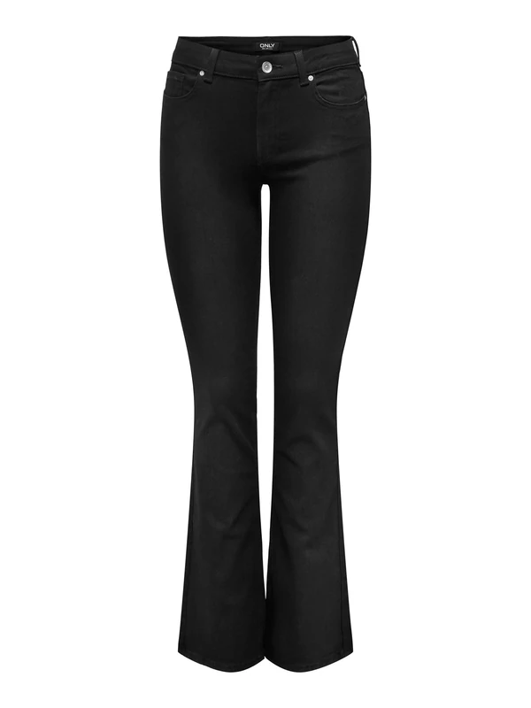 ONLY Female Flared Fit Jeans ONLBLUSH Medium Waist Flared Jeans, Black Denim, 8L UK/XL