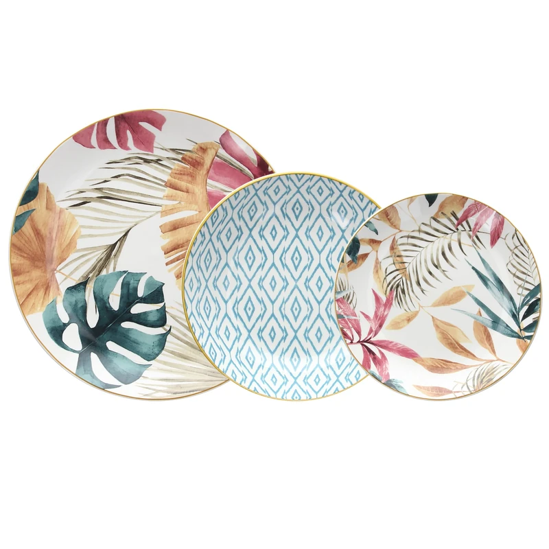 TOGNANA Tropical Rose 18-Piece Dinner Set, Porcelain, Multi-Colour