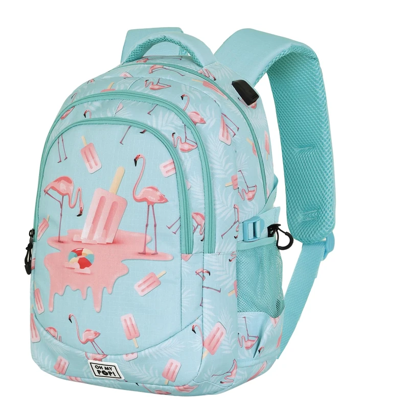 Oh My Pop! Ice Flamingo-Plus Running Backpack, Turquoise, 34 x 46 cm, Capacity 32 L