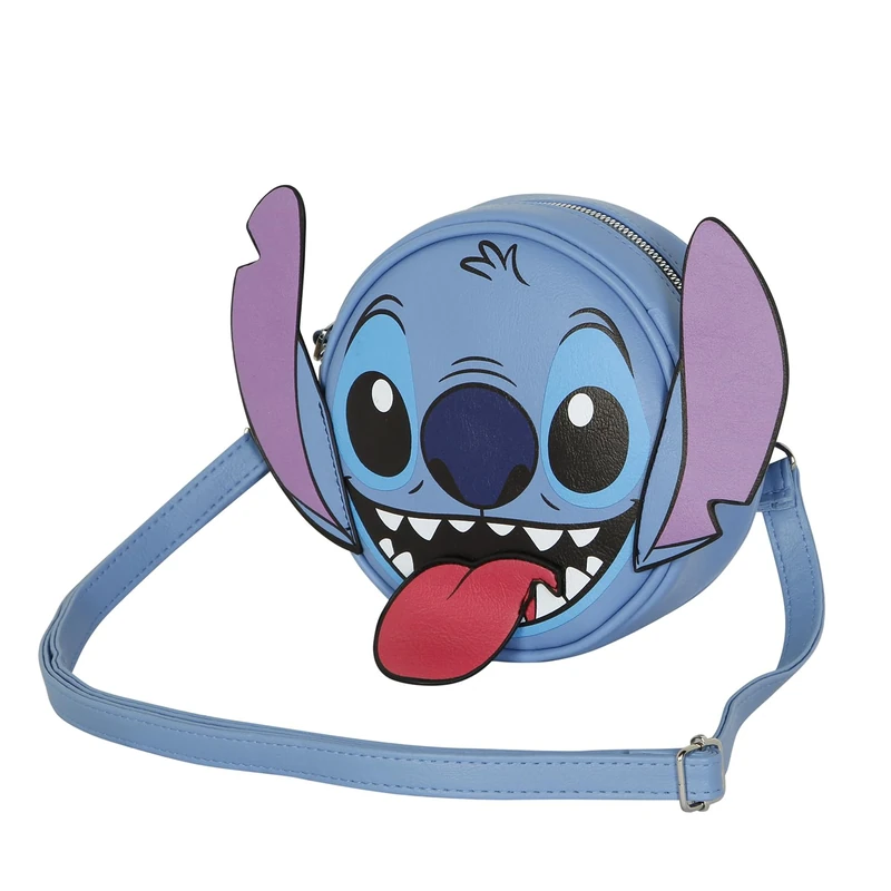 Disney Lilo and Stitch Tongue-Round Shoulder Bag, Blue, 18.5 x 18.5 cm - Image 1