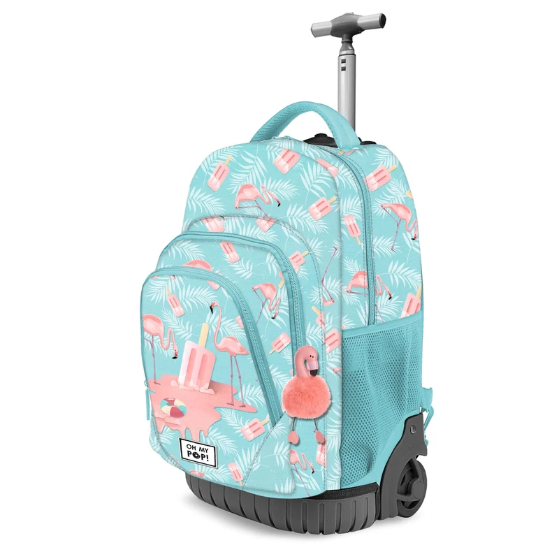 Oh My Pop! Ice Flamingo-Fan GTS Trolley Backpack, Turquoise, 32 x 47 cm, Capacity 39 L