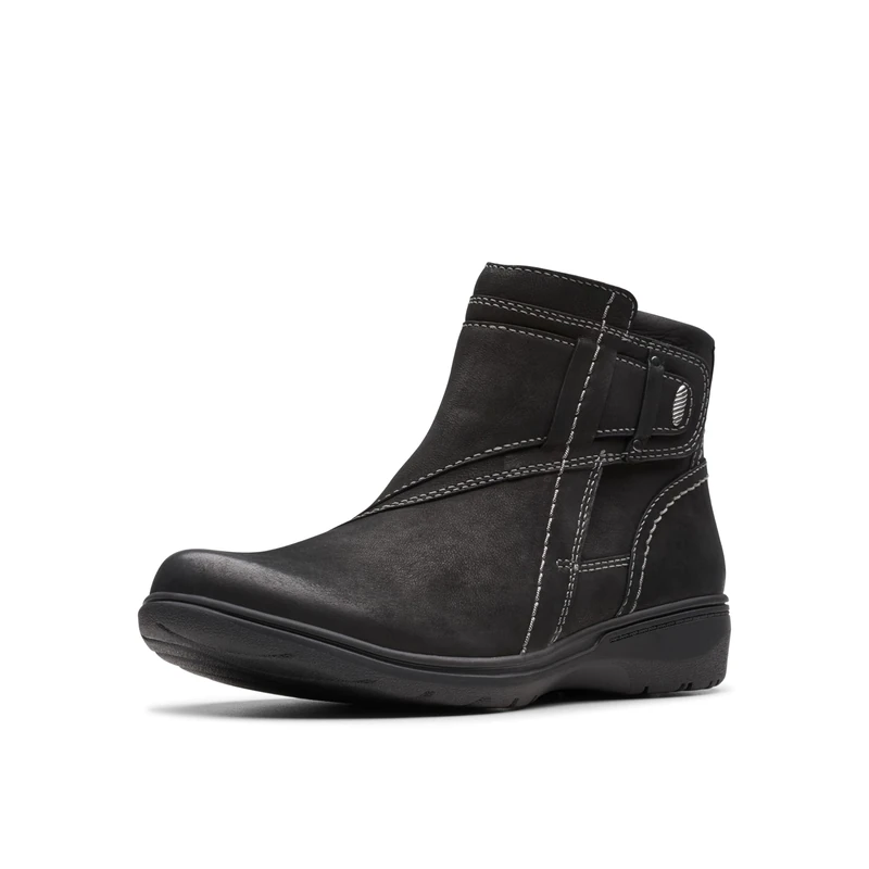 Clarks Women's Carleigh Style Ankle Boot, Black Nubuck, 9
