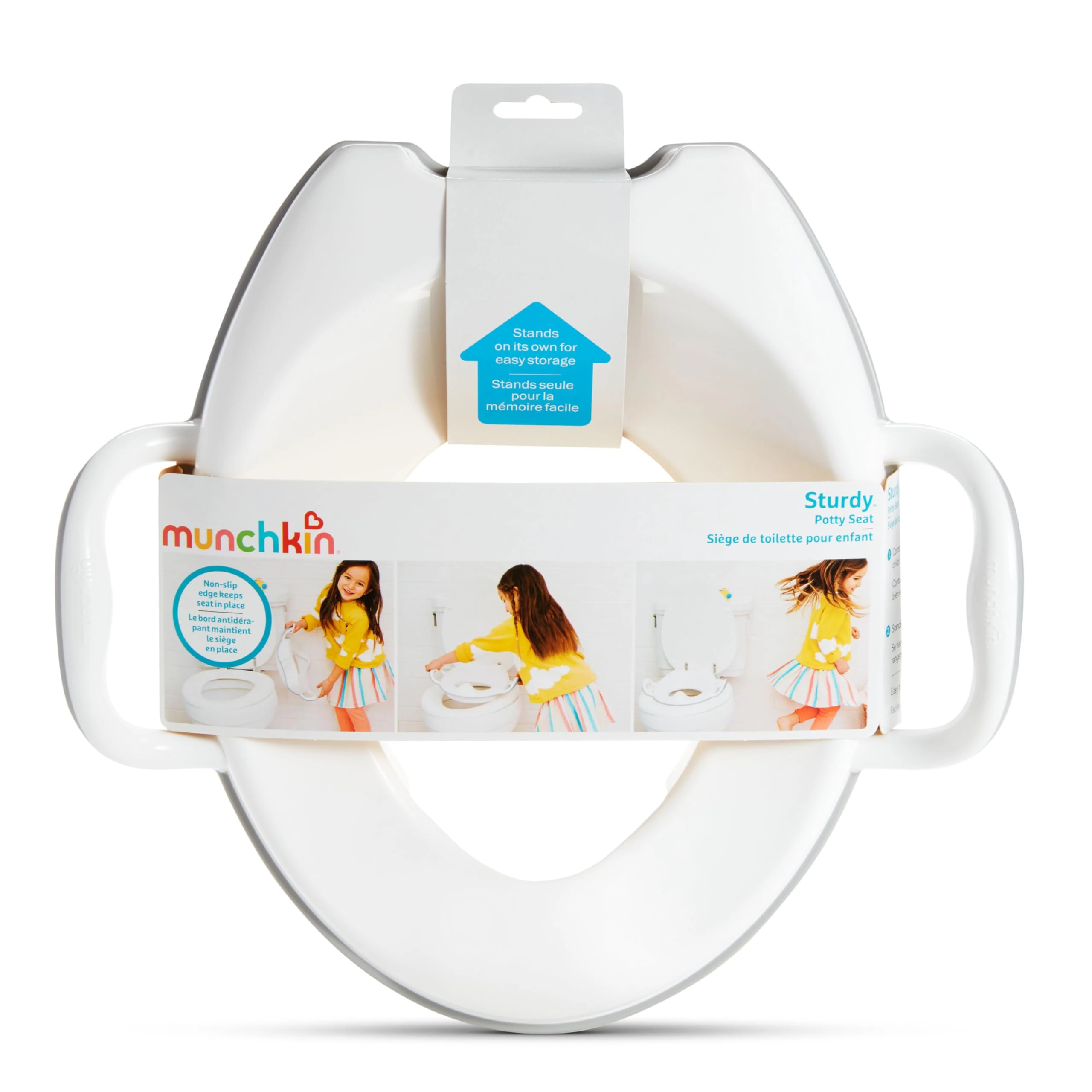 Munchkin Sturdy Potty Training Seat with handles and legs Portable and Easy to Use White