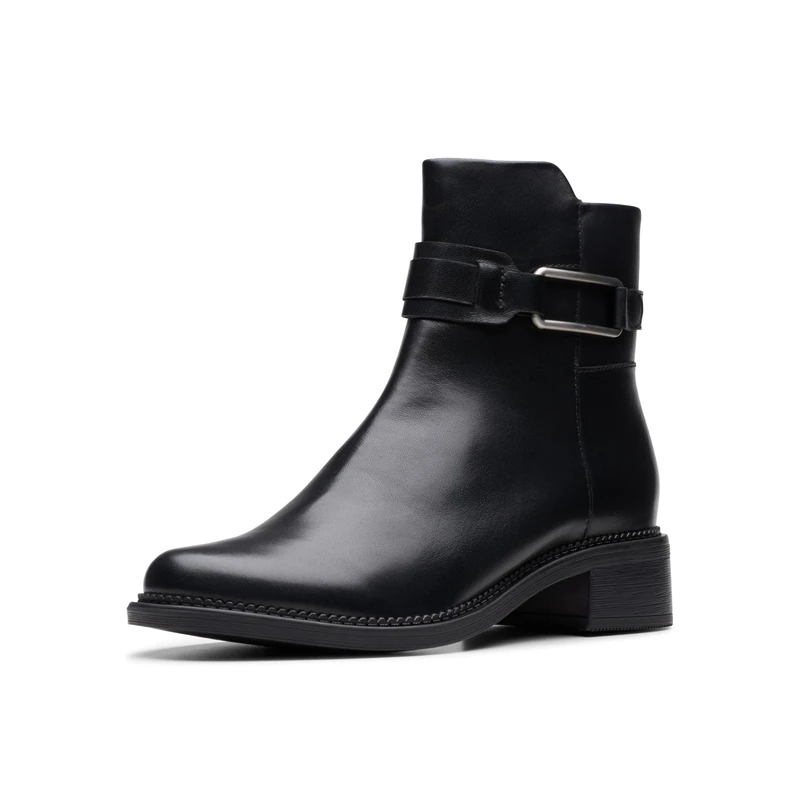 Clarks Women's Maye Bella Ankle Boot, Black Leather, 6.5 UK