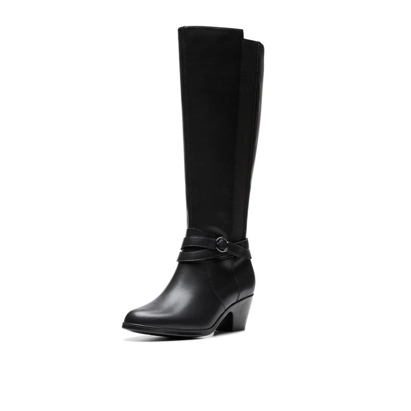Clarks Women's Emily2 Dream Knee High Black Leather Boots