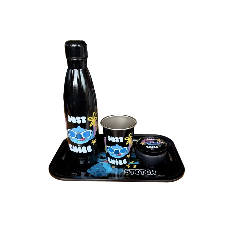 Homadict Stitch Just Chill Gift Box - Insulated Bottle + Metal Tray + Small Metal Box + Metal Tumbler - Official Licence