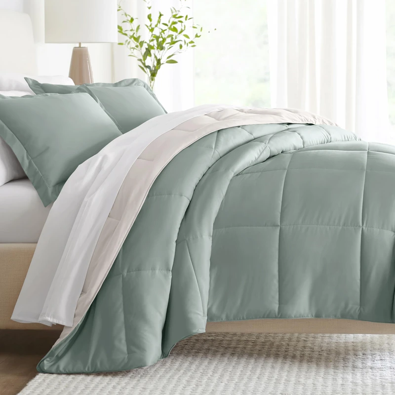Linen Market Reversible Queen Size Comforter Set (3 Piece) - Soft and Lightweight Down Alternative Comforter Queen Set - This Includes Your Queen Comforter and 2 Pillow Shams