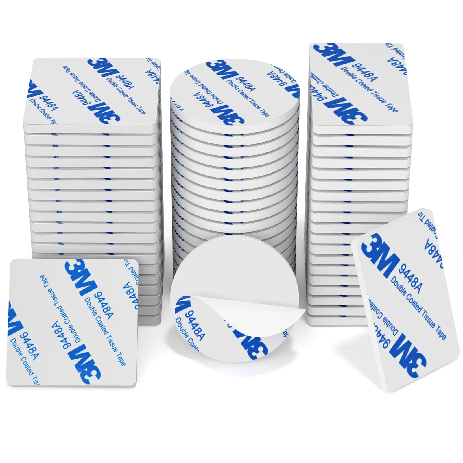 HOMMAND Double Sided Sticky Pads, 40 Pcs Sticky Foam Pads Heavy Duty, Extra Strong 3M Adhesive Foam Pads, Waterproof Mounting Pads for Home Office Car School, Rectangle/Squares/Round, White