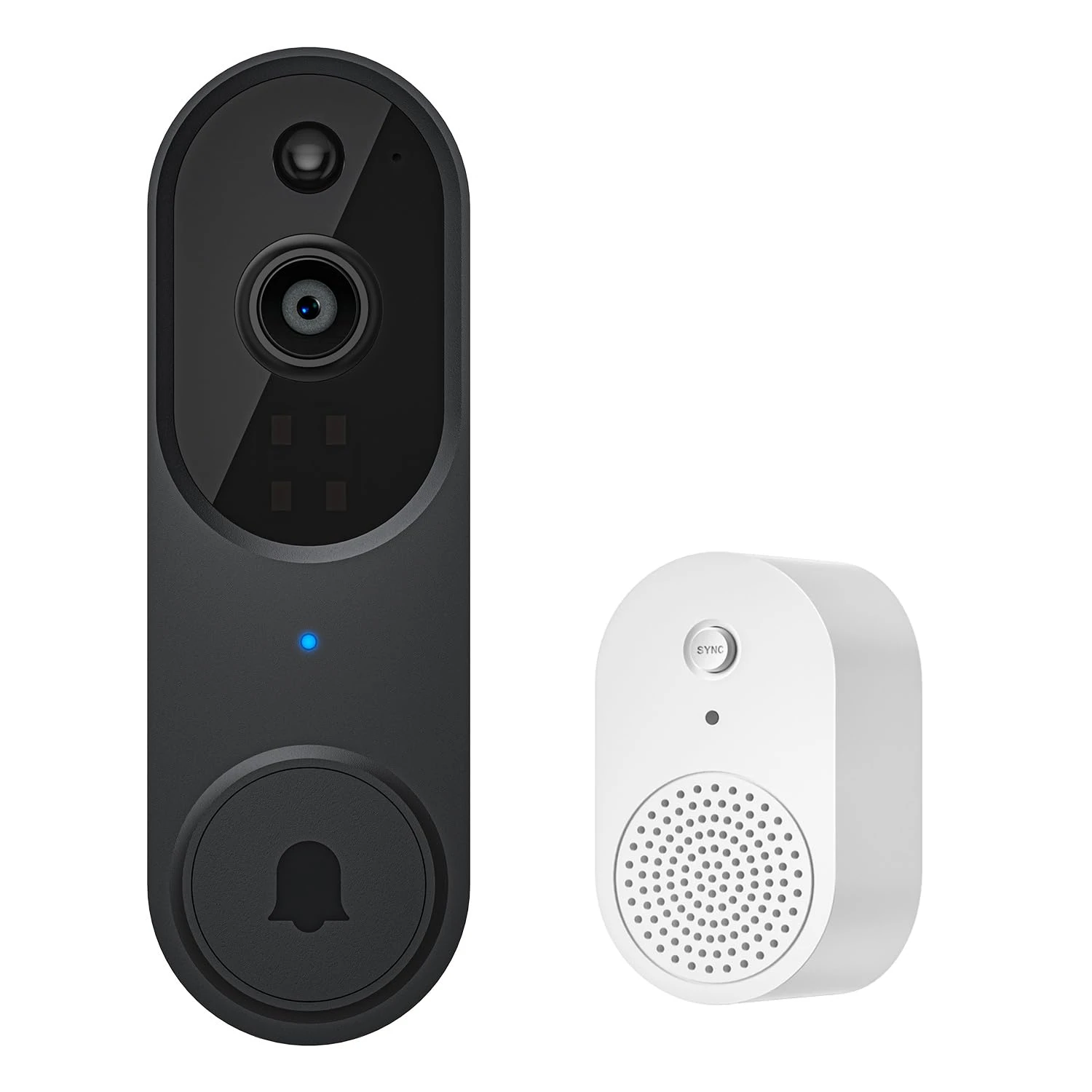 guggre 1080p Wireless Video Doorbell + Indoor Ring Chime, Enhanced Security with AI Human Detection, 2-Way Audio, Night Vision, AES-128 Cloud Storage, Real-Time Alerts, 2.4Ghz Wi-Wi Only (Black)