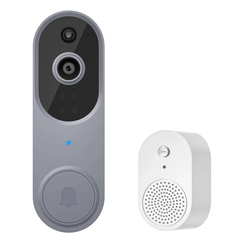 guggre 1080p Wireless Video Doorbell + Indoor Ring Chime, Enhanced Security with AI Human Detection, 2-Way Audio, Night Vision, AES-128 Cloud Storage, Real-Time Alerts, Smart Home Protection (Silver)