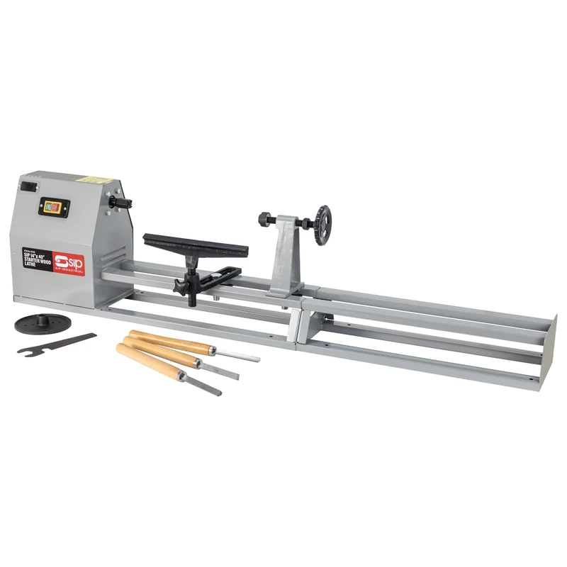 SIP Mini Wood Lathe 14" x 40" 370W Starter Lathe with 3pc Chisel Kit for Woodturning