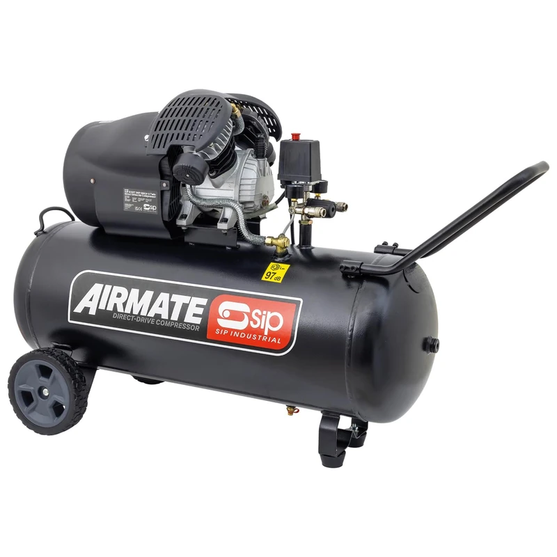 SIP Airmate V-Twin Air Compressor Oil-Lubricated Direct Drive, 230V 100L 3hp 2.2kW 145psi 14CFM