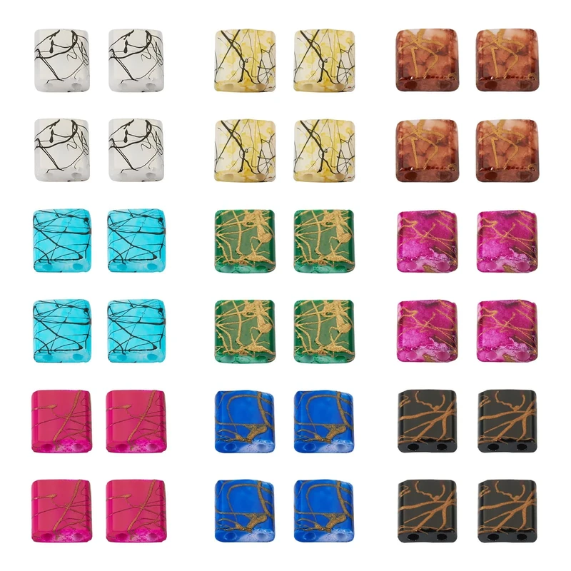 Spritewelry 180Pcs 2 Holes Tila Beads Square Rectangle Glass Seed Beads for Multi-Strand Bracelet Necklace Earring Jewelry Making 9 Colors