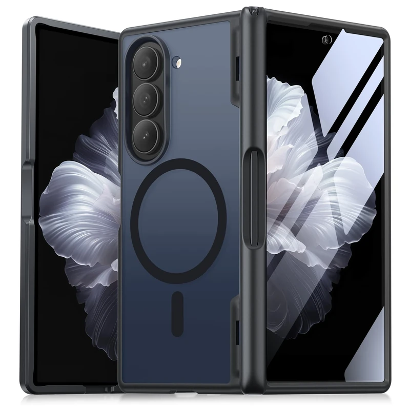 MOBOSI Magnetic for Z Fold 5 Case [Compatible with Magsafe], Built-in Hinge Coverage Protection & Screen Protector, Samsung Galaxy Z Fold5 Phone Case Cover Slim with S Pen Holder, Black