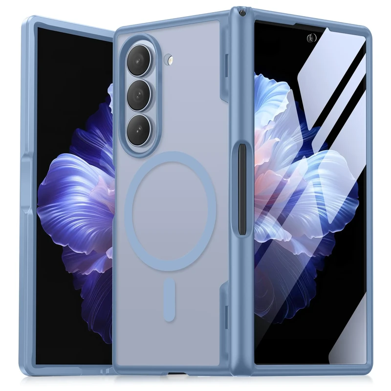 MOBOSI Magnetic for Z Fold 5 Case [Compatible with Magsafe], Built-in Hinge Coverage Protection & Screen Protector, Samsung Galaxy Z Fold5 Phone Case Cover Slim with S Pen Holder, Blue