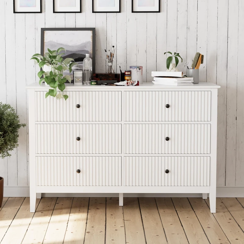 May in Color Dresser, Engineered Wood, White, 6 Drawers(Set of 1)