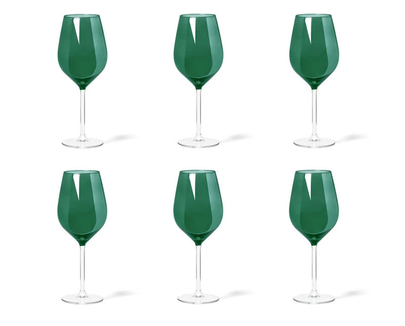 Excelsa Color Wine Set with 6 Stem Glasses, Dark Green, Glass, Capacity 500 ml.