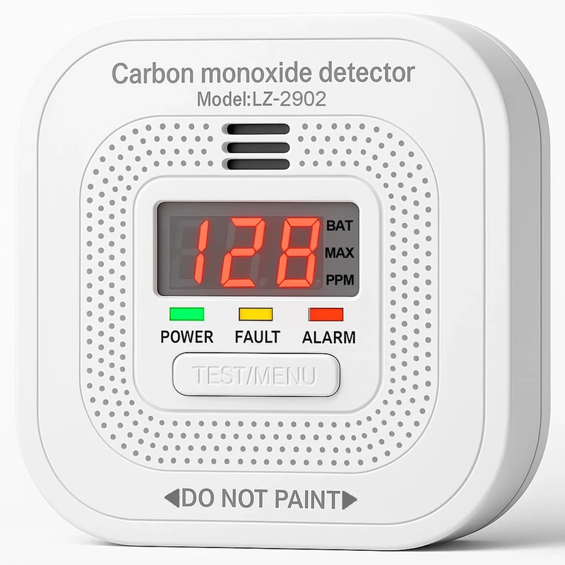 Carbon Monoxide Detector CO Alarm with 10 Year Sealed Battery LCD Digital Display and Sound Warning for Home Office safety EN50291
