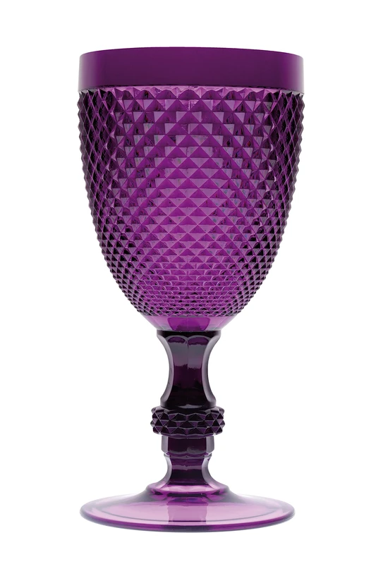 Excelsa Diamond Set of 6 Purple Diamond Glasses, Reusable Plastic, Capacity 390 ml